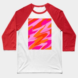 Pink and Orange Abstract Marble Effect Wavy Baseball T-Shirt